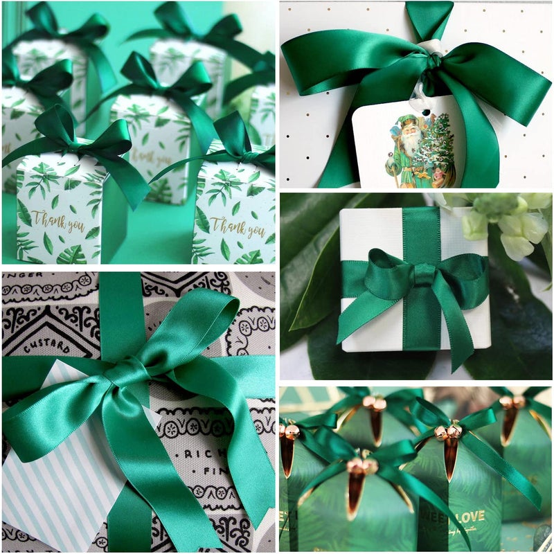 HLOMVE Solid Color Green Satin Ribbon  3/4 Inches x 25 Yards Fabric Satin Ribbon for Gift Wrapping  Crafts  Hair Bows Making  Wreath  Wedding Party Decoration and Other Sewing Projects - Image 3